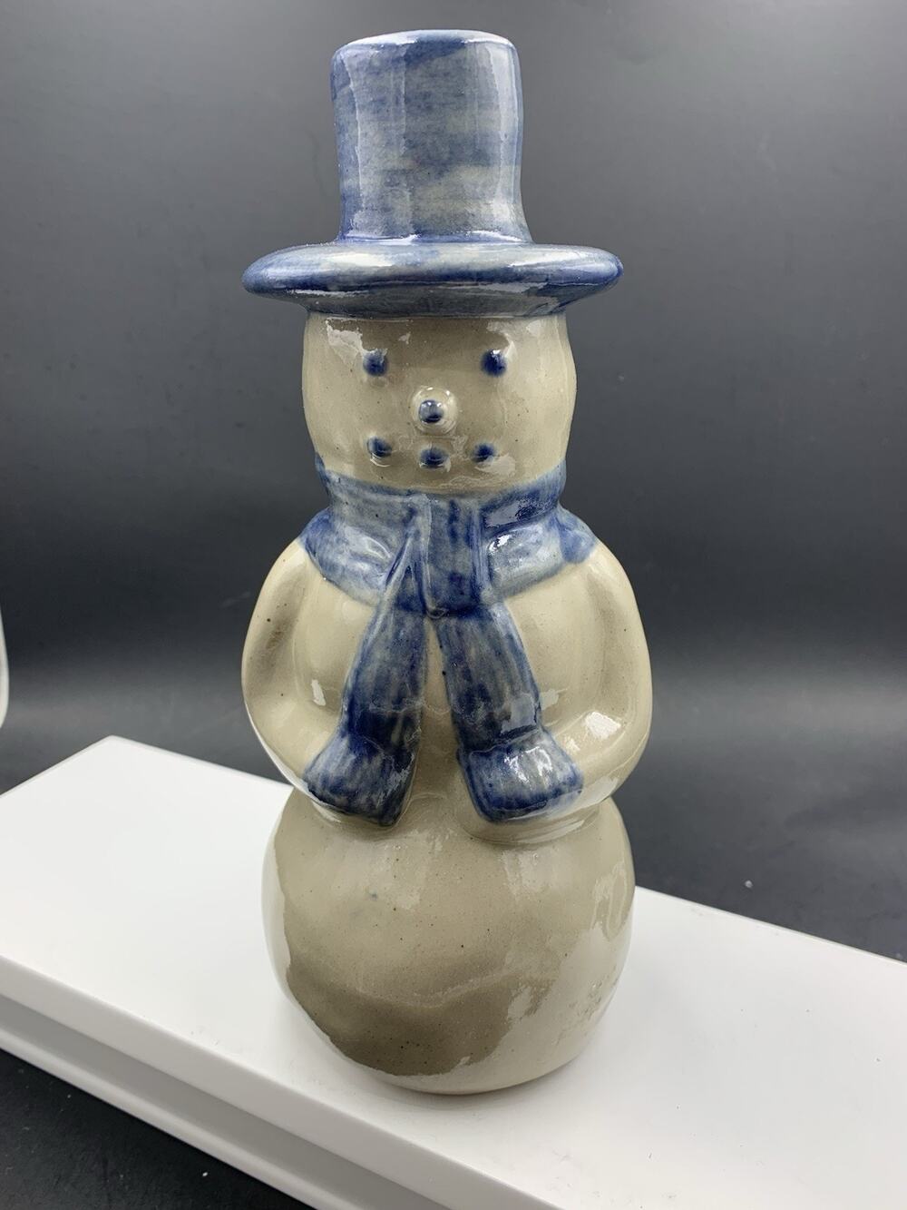 Vtg Beaumont Brothers Pottery BBP Salt Glazed Winter Holiday SNOWMAN Figurine 8”
